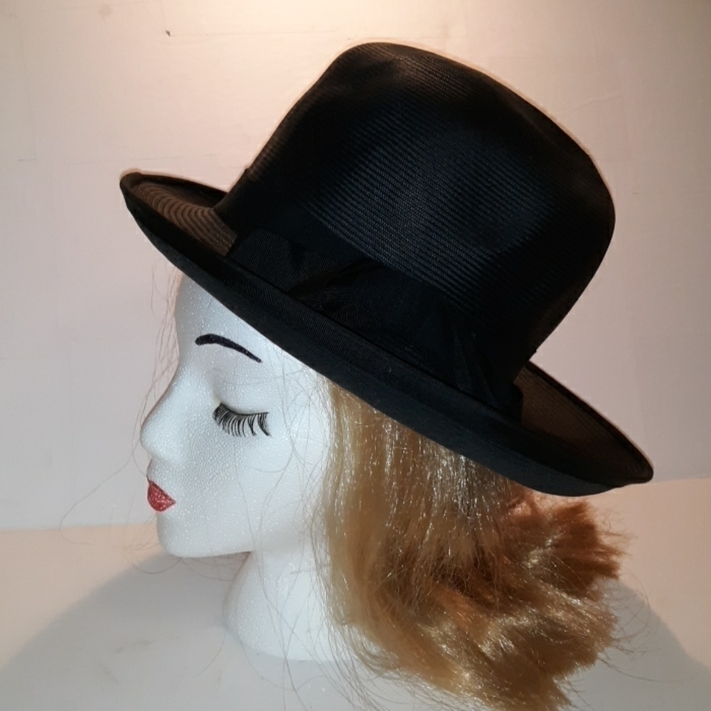 Vintage ladies black dress hat bow - Picture 2 of 6